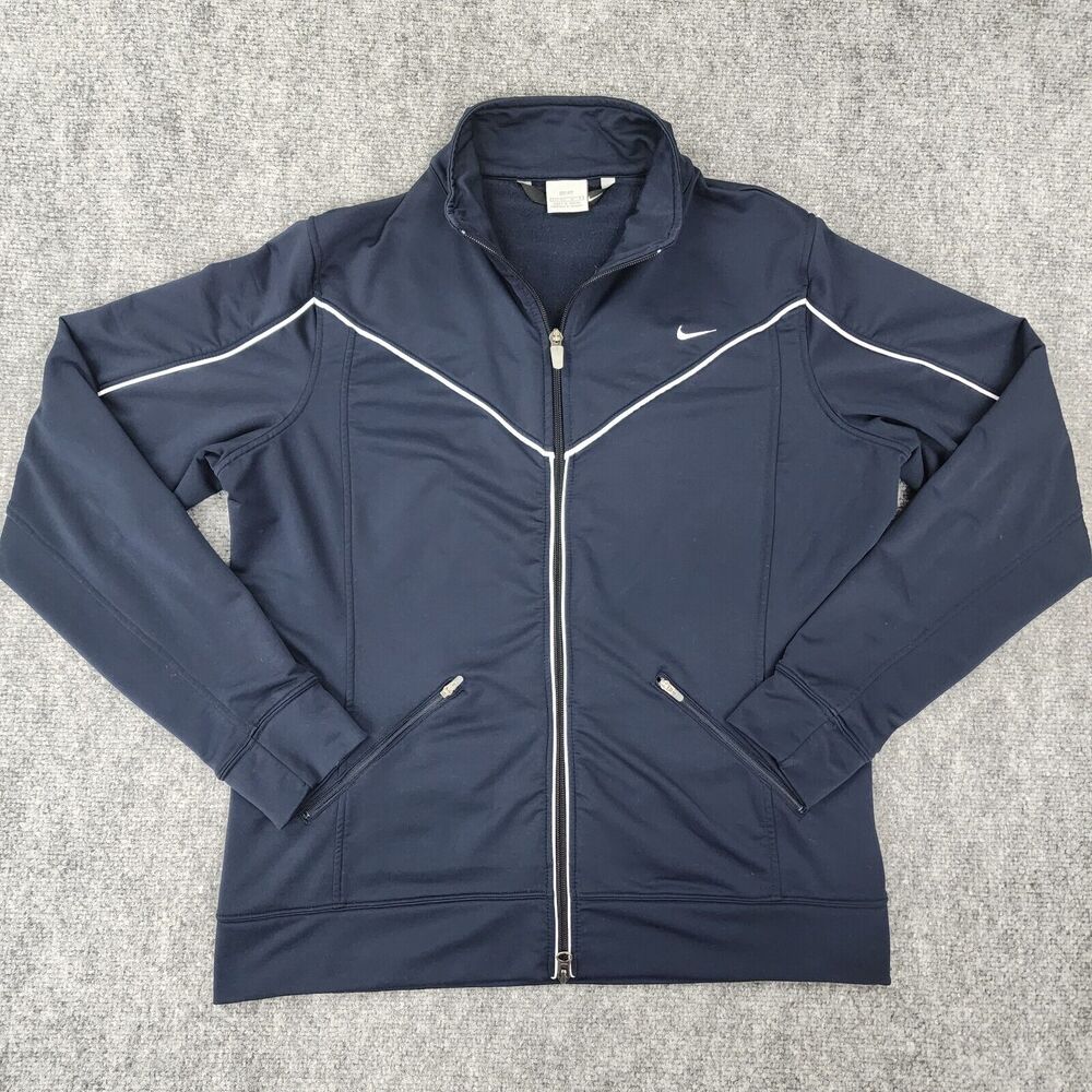 Nike Jacket Womens Large Blue Full Zip Stretch Track Jacket Zip Pockets Vintage